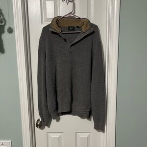 G.H. Bass & Co. Gray Zip-Up Sweater with Tan Collar